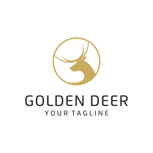 Vector ciervo con diseño de logotipo de círculo doradoimprimir
