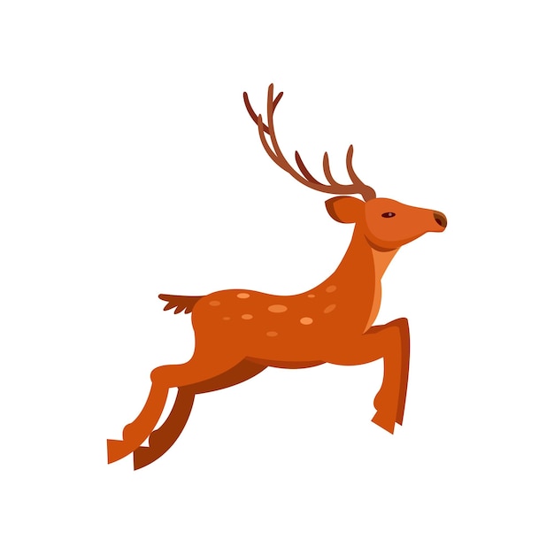 Vector ciervo manchado agraciado marrón con cuernos vector de dibujos animados de animales salvajes ilustración sobre un fondo blanco