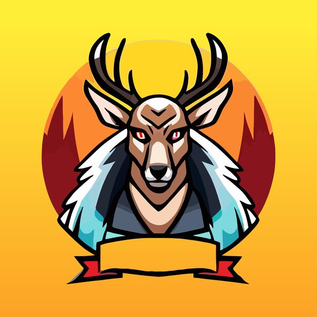 ciervo mascota esport diseño de logotipo juego esport cuerno grande