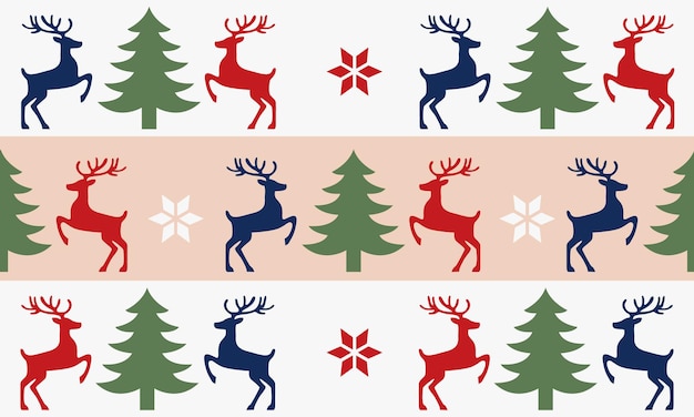 Ciervo de Navidad y árbol de Navidad patrón sin costuras