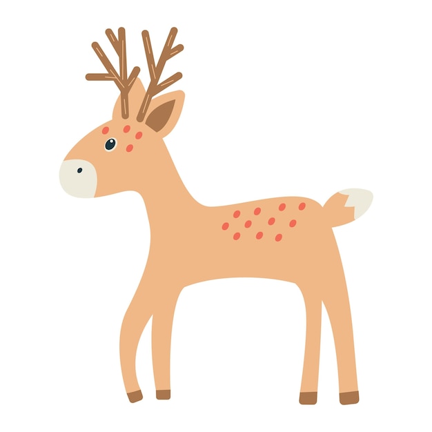 Ciervo de Navidad dibujado a mano Elemento de diseño estacional Ilustración vectorial