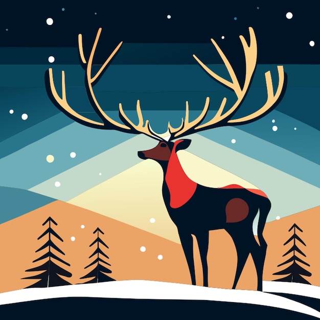 el ciervo de navidad ilustración vectorial plano 2