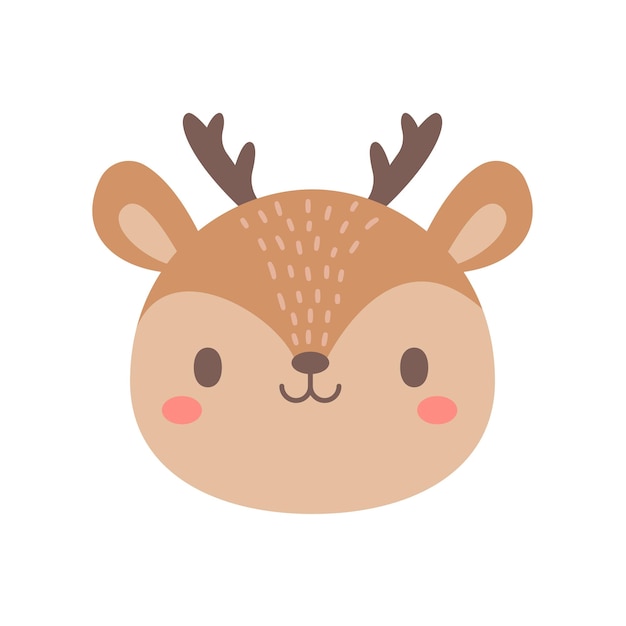 Ciervo vector lindo diseño de cara animal para niños