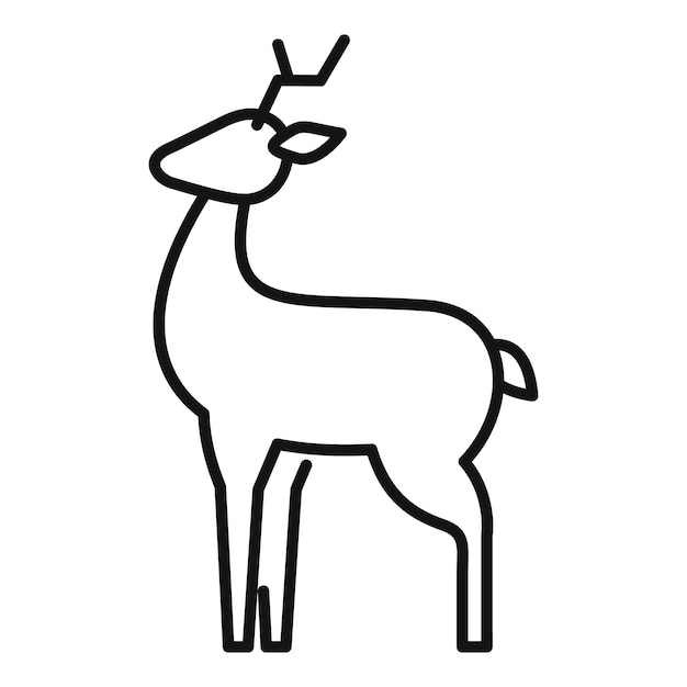 Ciervos jóvenes de pie con cuernos pequeños ilustración de arte de línea minimalista