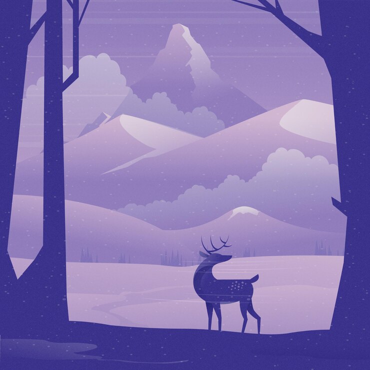 Ciervos de pie en el bosque en invierno