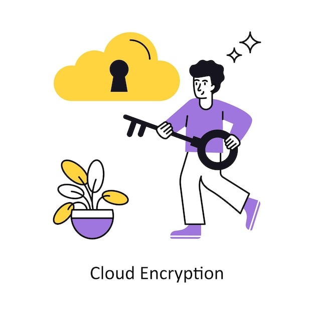 Cifrado en la nube Ilustración vectorial del concepto aislada en fondo blanco