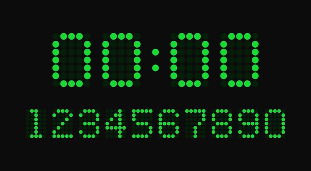 Cifras electrónicas digitales establecen estilo de píxel Números digitales para reloj despertador cuenta regresiva y temporizador Diseño gráfico de ilustración vectorial