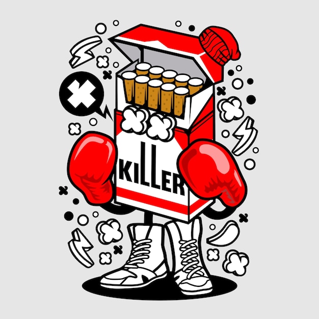 Cigarette boxer cartoon