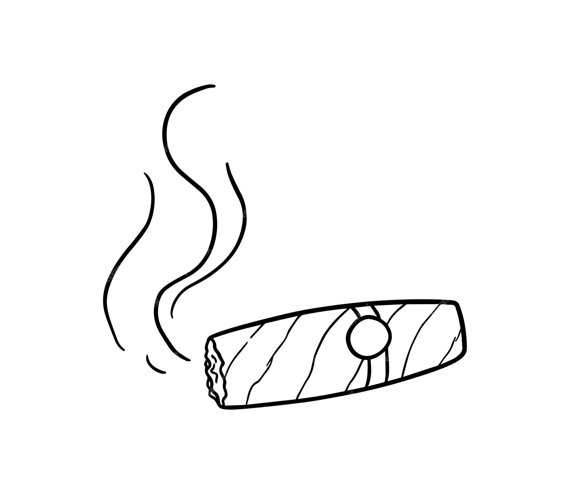 Cigarro encendido fumar tabaco nicotina mal hábito doodle dibujos animados  lineales para colorear | Vector Premium