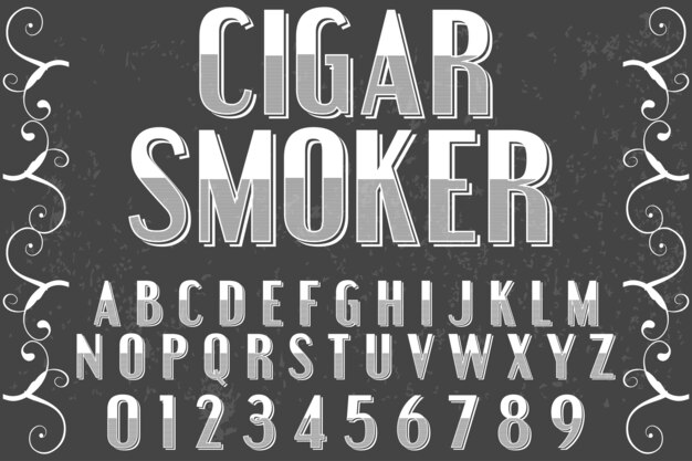 cigarro de estilo gráfico alfabeto vintage