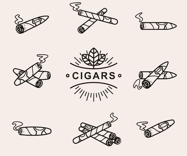 cigarros, conjunto, colección, icono, cigarros, vector