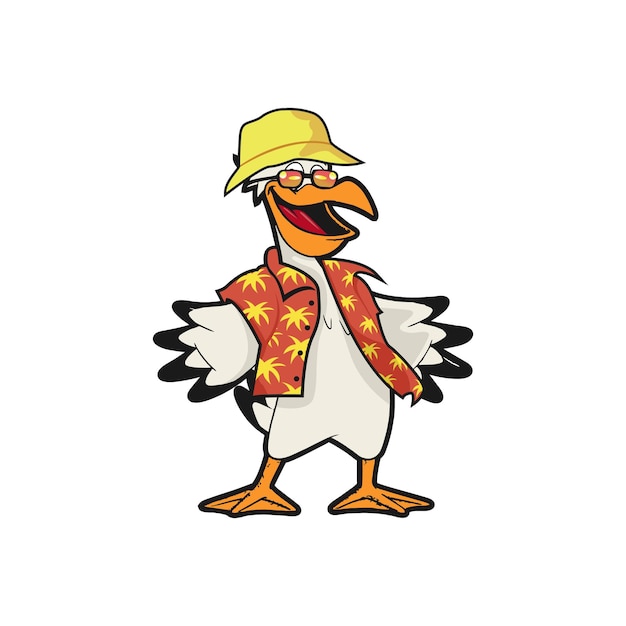 Cigüeña divertida Dabbing Vector Cartoon Ilustración Cool pájaro de moda