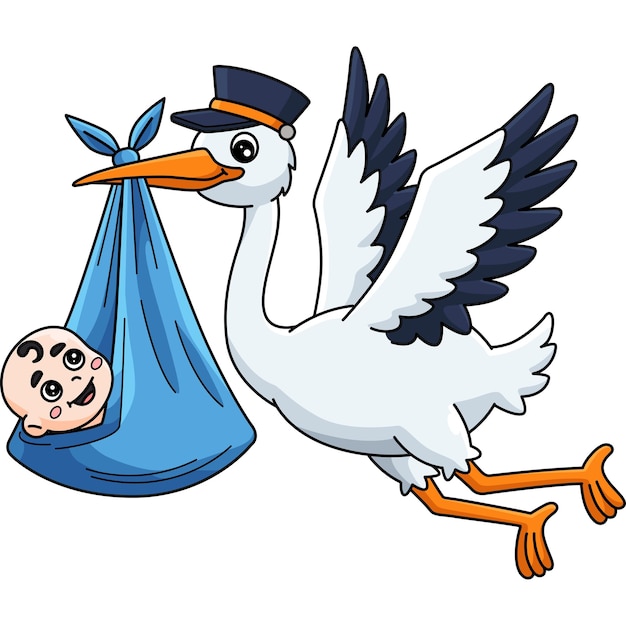 La cigüeña de la ducha de bebé con un clip de dibujos animados para bebés