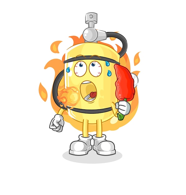 Cilindro de buzo comer vector de dibujos animados de mascota de chile caliente