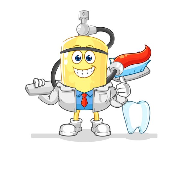 Cilindro buzo dentista ilustración vector de caracteres