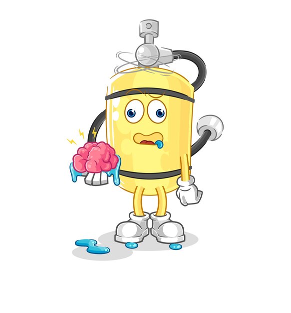 Cilindro de buzo sin personaje de dibujos animados de vector de cerebro