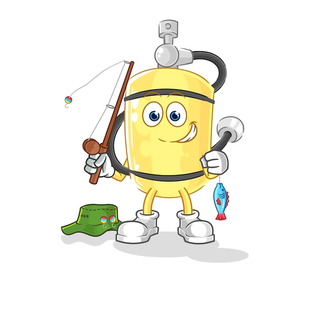 Cilindro de buzo pescador ilustración vector de caracteres