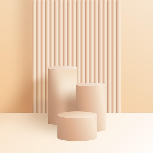 Cilindro podio sobre fondo beige 3D Rendaring