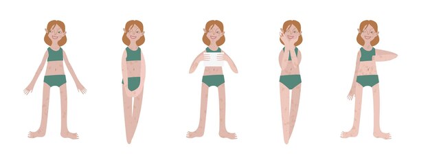 Cinco chicas irlandesas en trajes de baño Ilustración vectorial en estilo plano