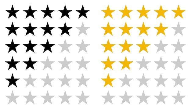 Cinco estrellas de los clientes señal de calificación símbolo de calificación de retroalimentación señales de estrella colección Conjunto de iconos de estrellas