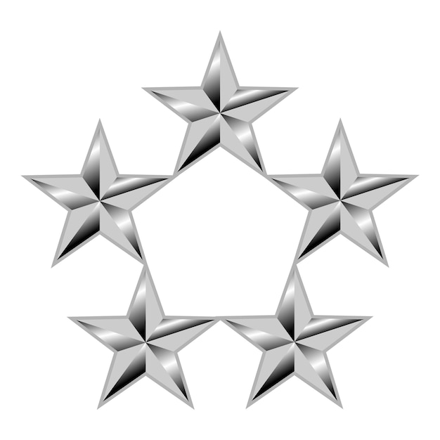 Cinco estrellas premio militar medalla de honor recompensa de servicio de cinco estrellas de la Armada plata detallado