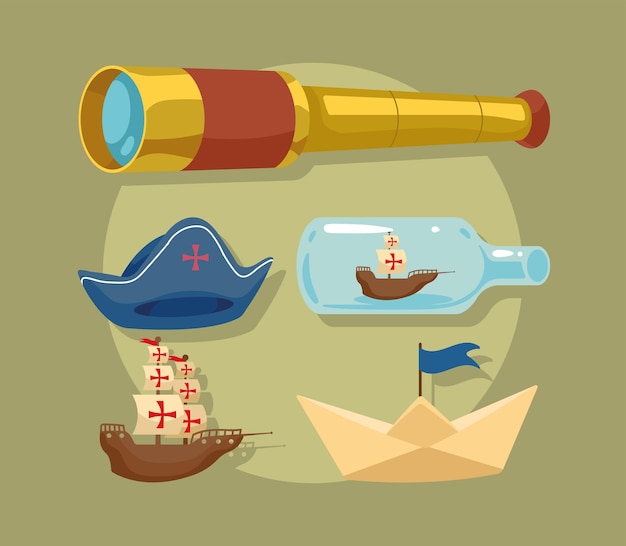 Cinco iconos del día de colón