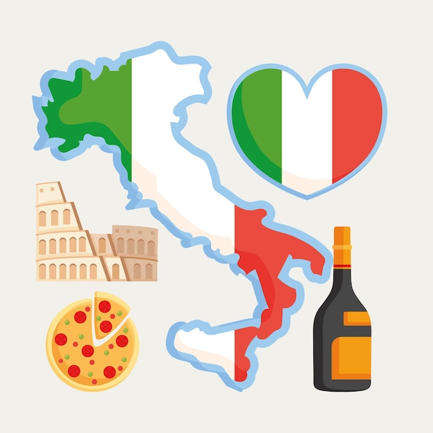 Vector cinco iconos de italia