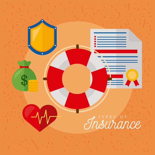Cinco iconos de servicios de seguros