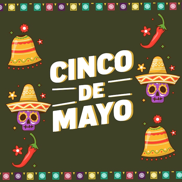 Cinco de Mayo 5 de mayo fiesta federal en México diseño de pancartas y carteles de fiesta con guitarra