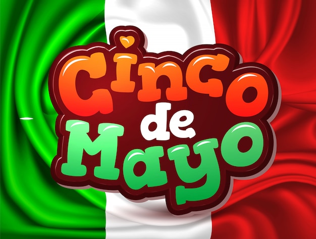 Vector cinco de mayo bandera de méxico realista