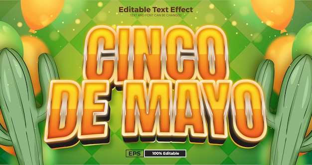 Vector cinco de mayo efecto de texto editable en el estilo de la tendencia moderna