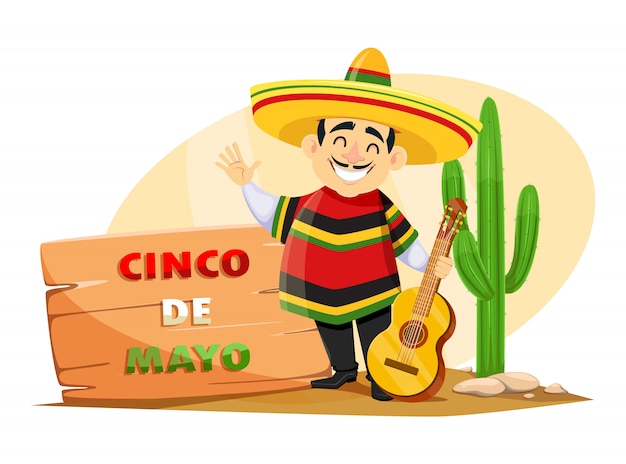 Cinco de Mayo. Hombre mexicano en sombrero