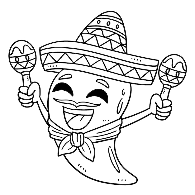 Cinco de Mayo Jalapeño con Sombrero Aislado