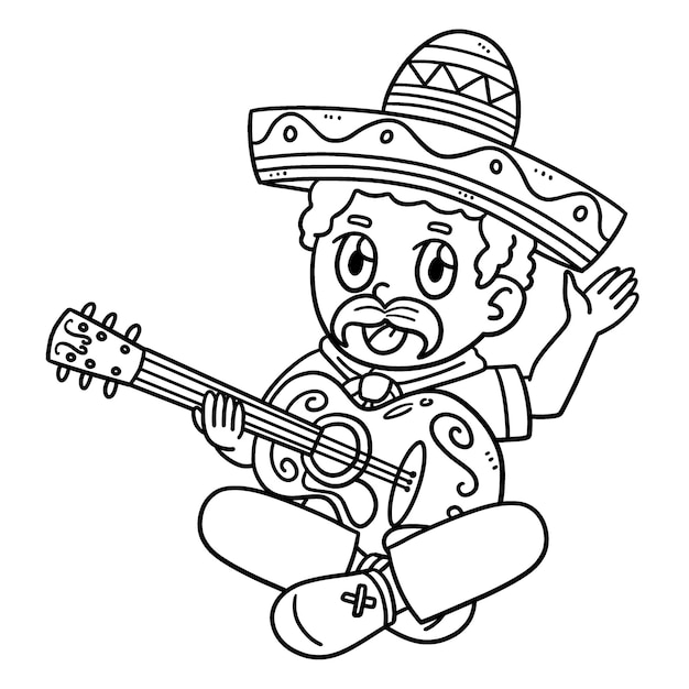 cinco de mayo, mexicano, hombre, juego, guitarra, aislado