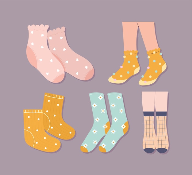 cinco pares de calcetines
