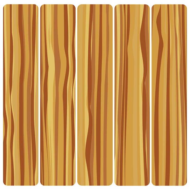 Vector cinco tablas de madera. textura de madera abstracta de vector en diseño plano.