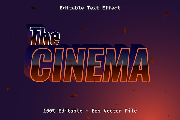 Vector el cine con efecto de texto de estilo moderno