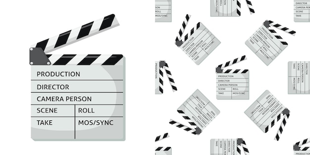 Cinema o clapper de película patrón sin costuras para su diseño tablero clapper película color plano