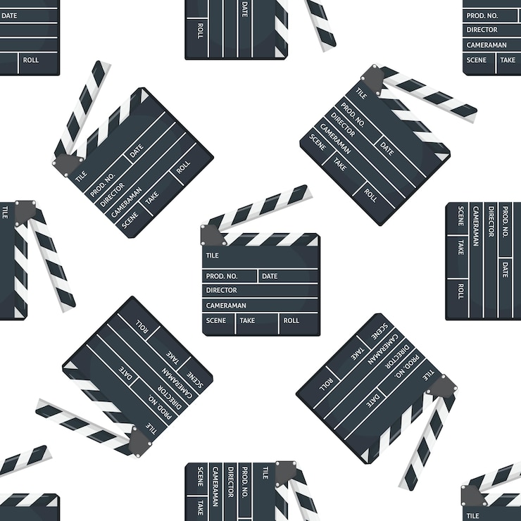 Vector cinema o película clapper patrón sin costuras para su diseño de la placa de clapper película