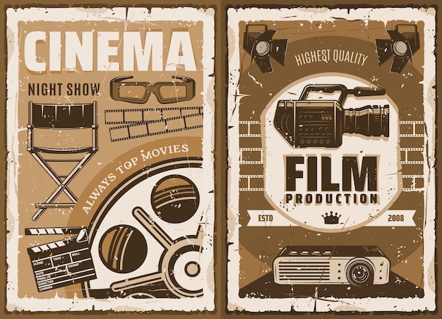 Vector cinematografía estudio de cine cine 3d