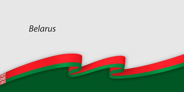 cinta 3d con bandera nacional de Bielorrusia aislada sobre un fondo blanco