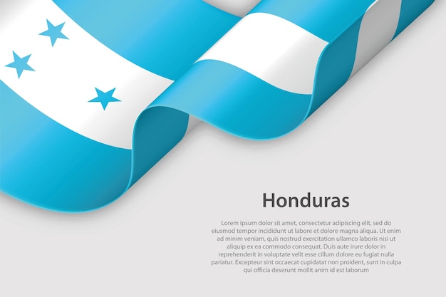 Cinta 3d con bandera nacional Honduras aislada sobre fondo blanco con copyspace