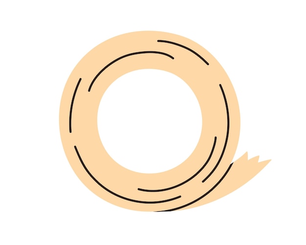 Cinta adhesiva, vista superior de cinta adhesiva de papel. Rollo de whisky escocés aislante pegajoso. Pegue el círculo de aislamiento de la bobina redonda. Ilustración de vector plano aislado sobre fondo blanco.