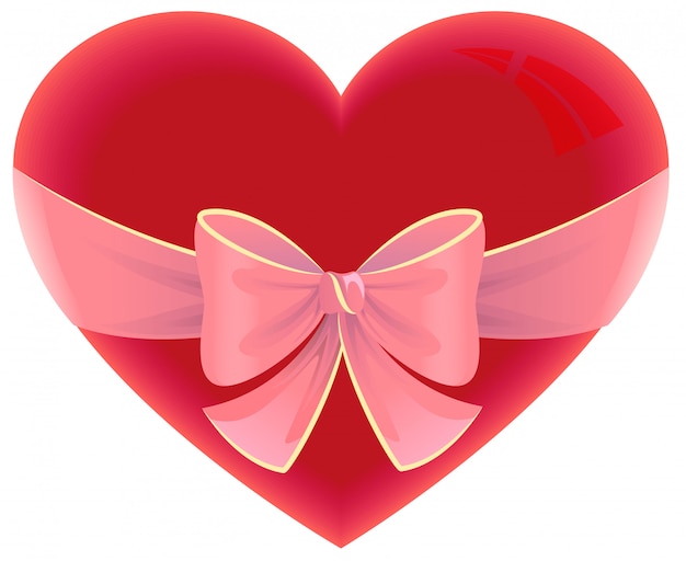 Cinta atada al corazón. Regalo en forma de corazón para el día de san valentín