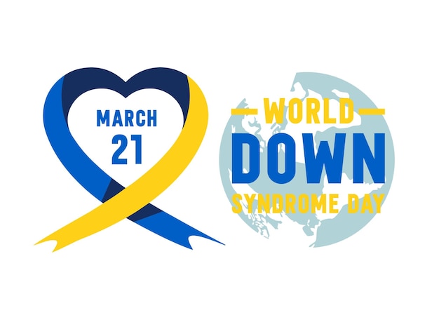 Una cinta azul y amarilla con las palabras día mundial del síndrome de down.