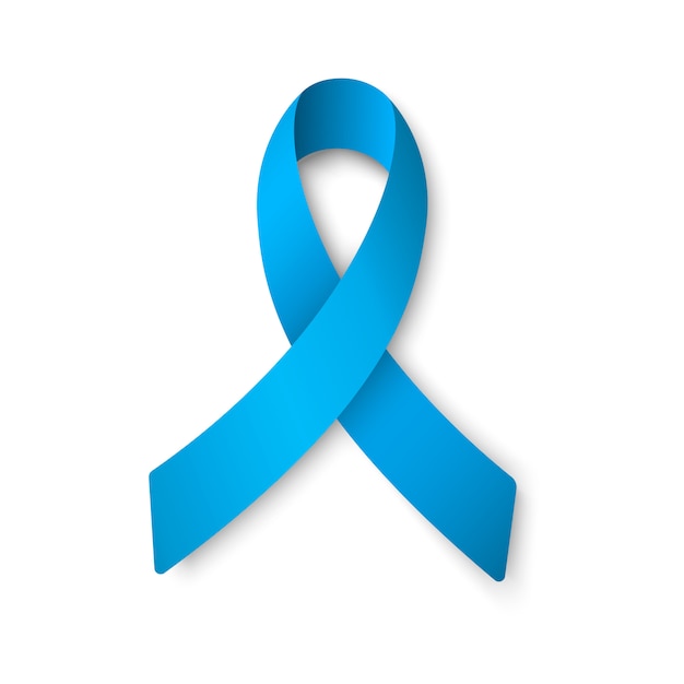 Vector cinta azul realista. concepto del día mundial del cáncer de próstata. concepto de salud de los hombres.