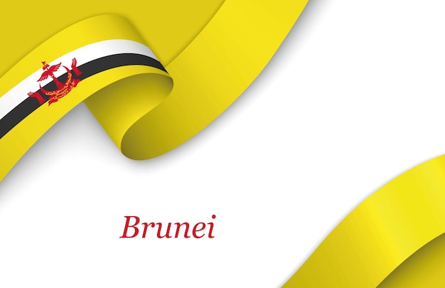 Cinta con la bandera de Brunei sobre un fondo blanco