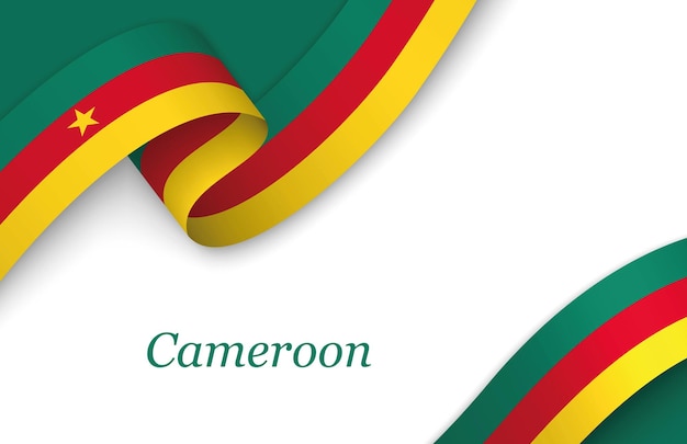 Cinta con la bandera de Camerún sobre un fondo blanco