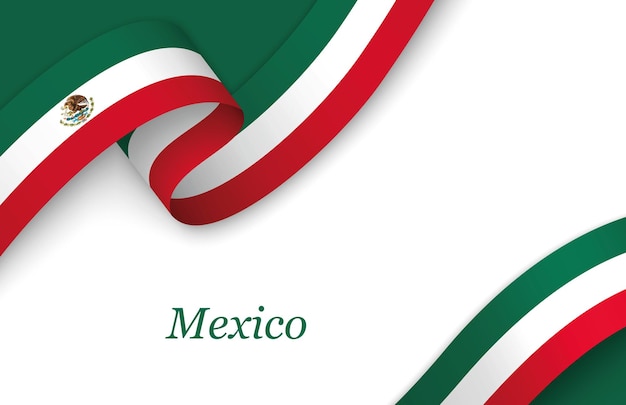 Cinta con la bandera de México sobre un fondo blanco