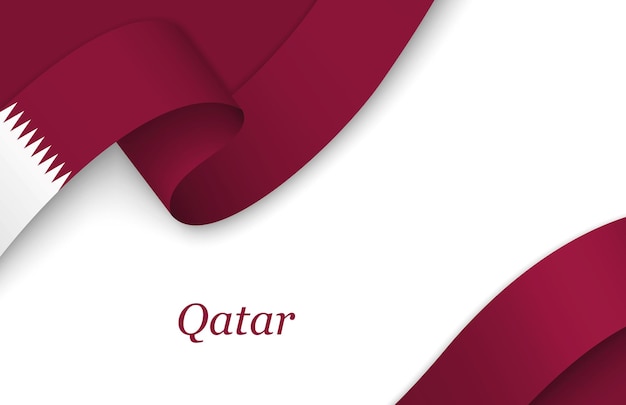 Cinta con la bandera de Qatar sobre un fondo blanco